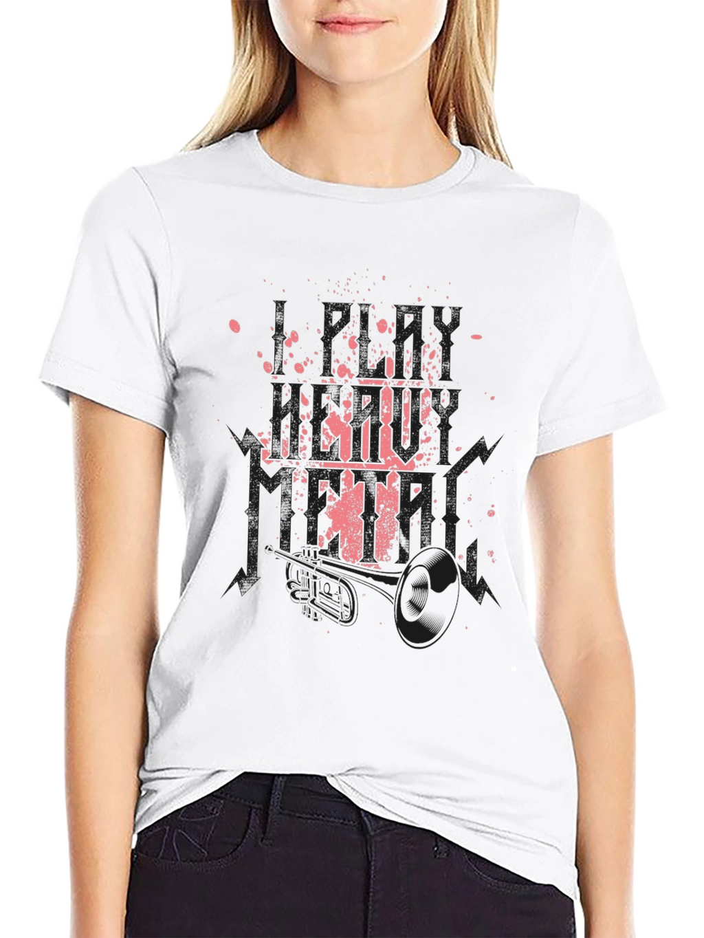 Black Graphic Tee with Pink Ink Splatter Design