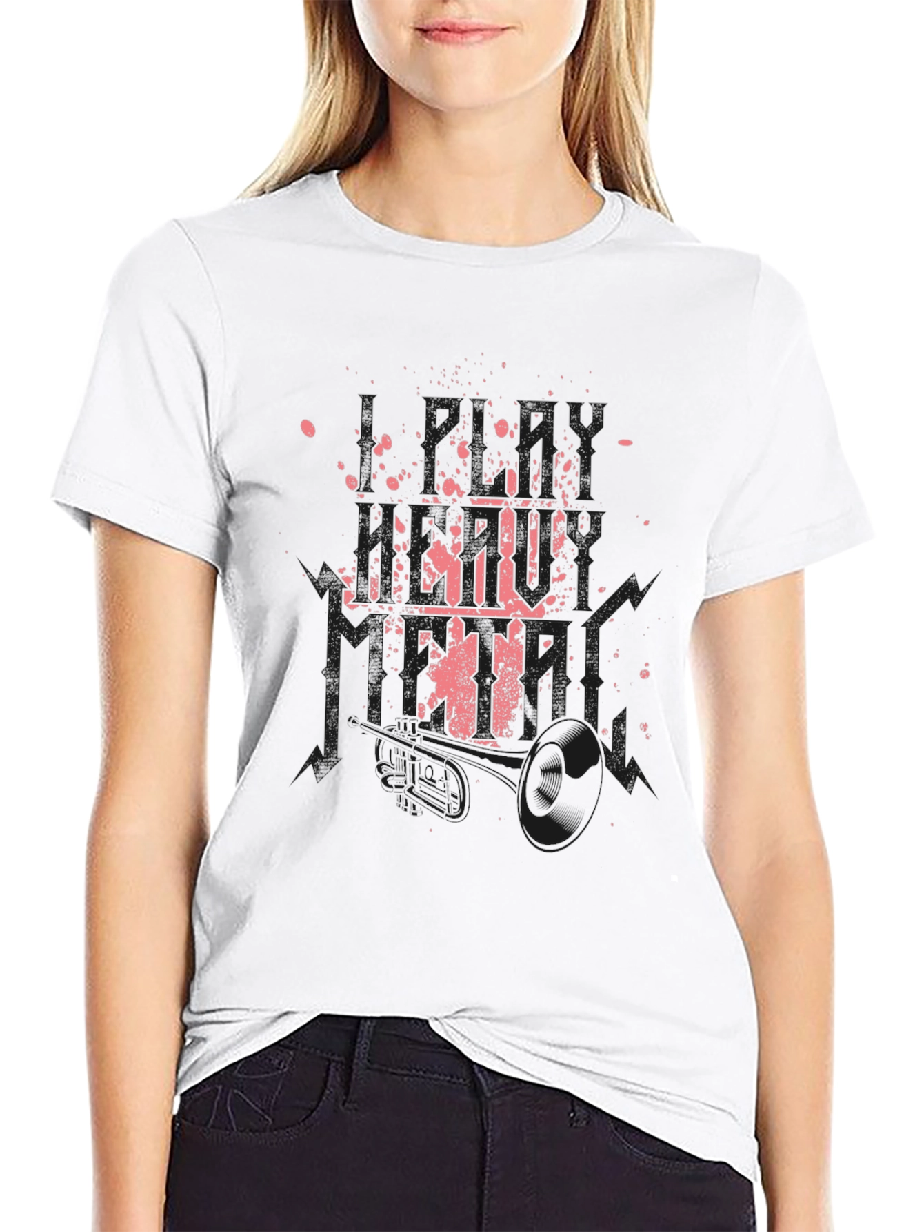 Black Graphic Tee with Pink Ink Splatter Design