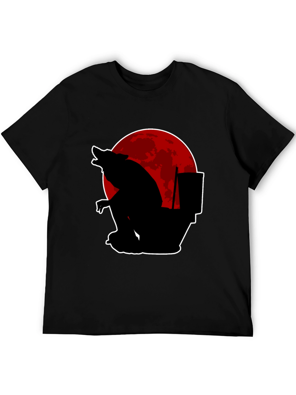 Werewolf Toilet Humor Black T-Shirt