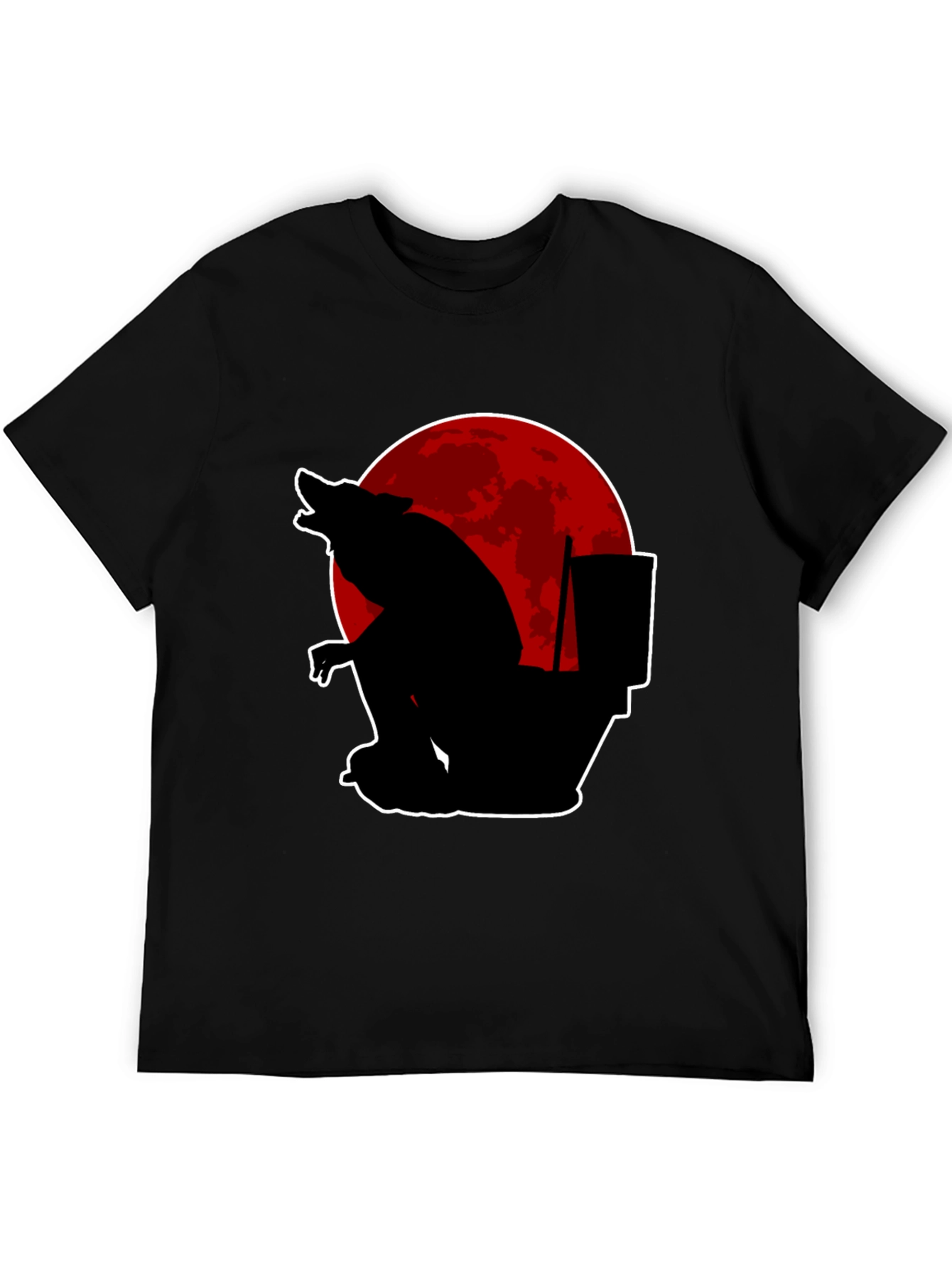 Werewolf Toilet Humor Black T-Shirt