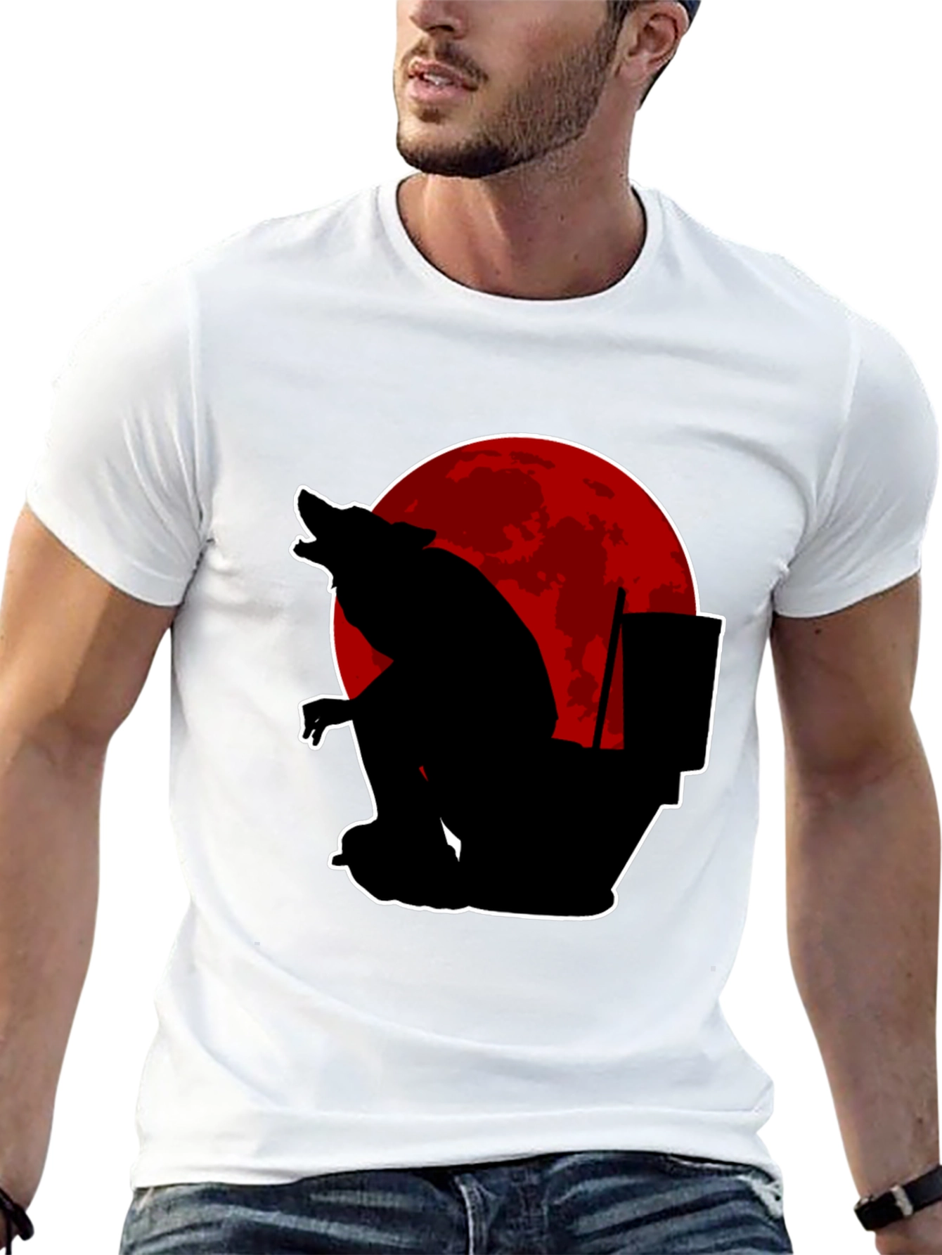 Werewolf Toilet Humor Black T-Shirt