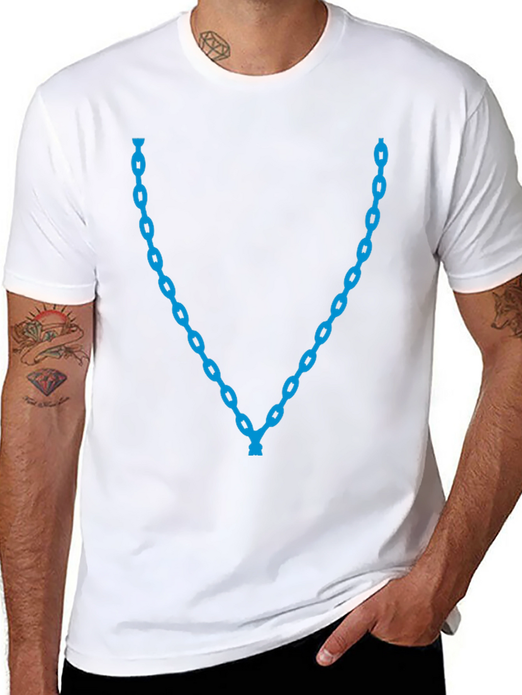 Blue Chain Graphic Tee - Stylish Casual Wear