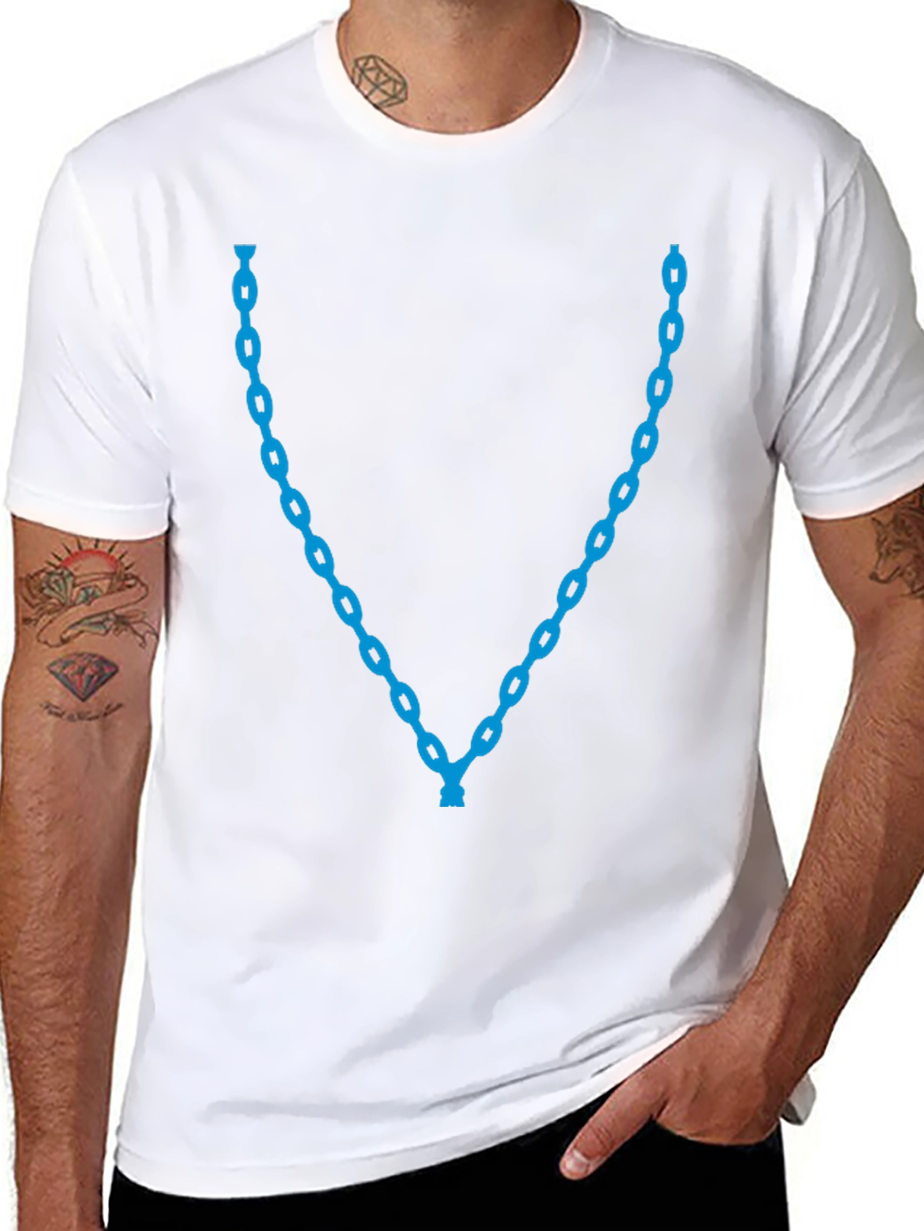 Blue Chain Graphic Tee - Stylish Casual Wear