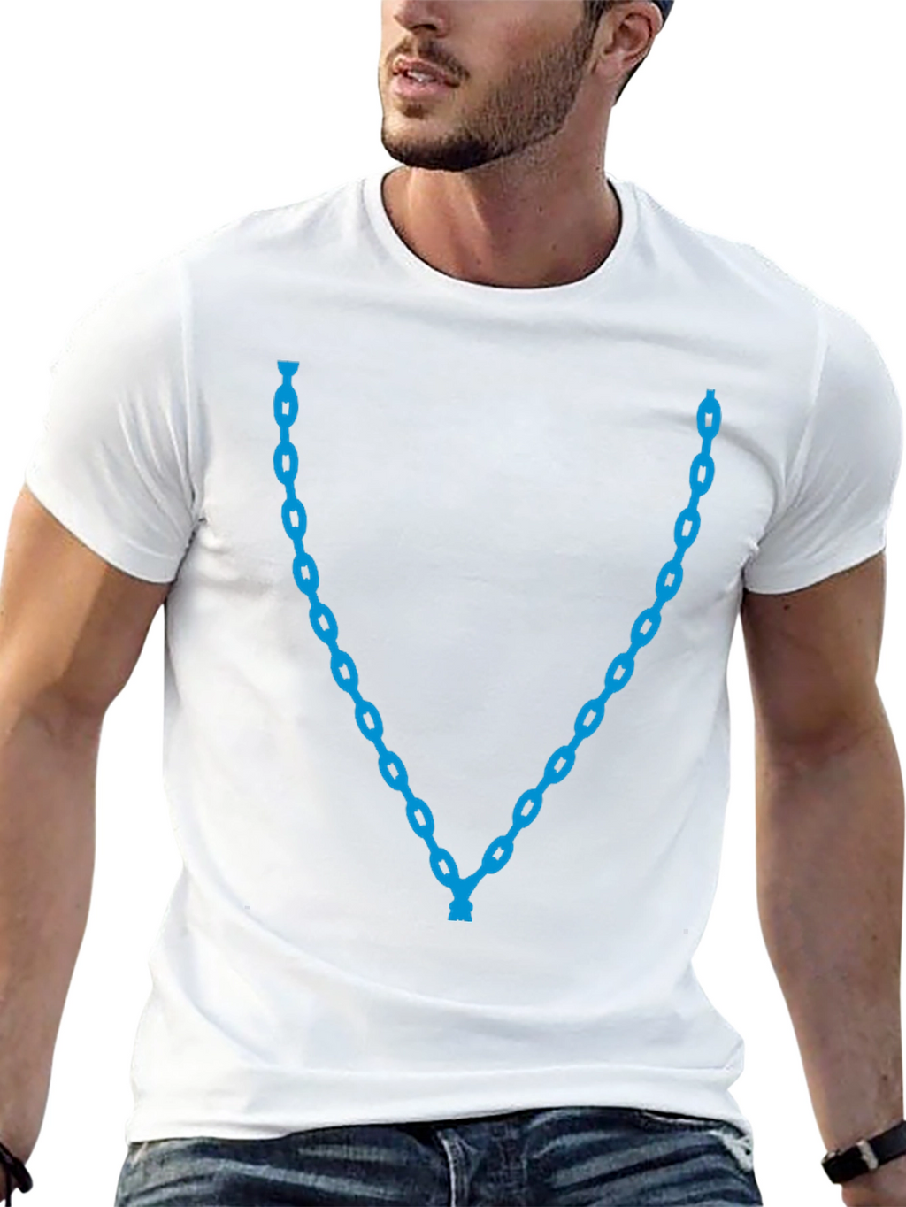 Blue Chain Graphic Tee - Stylish Casual Wear