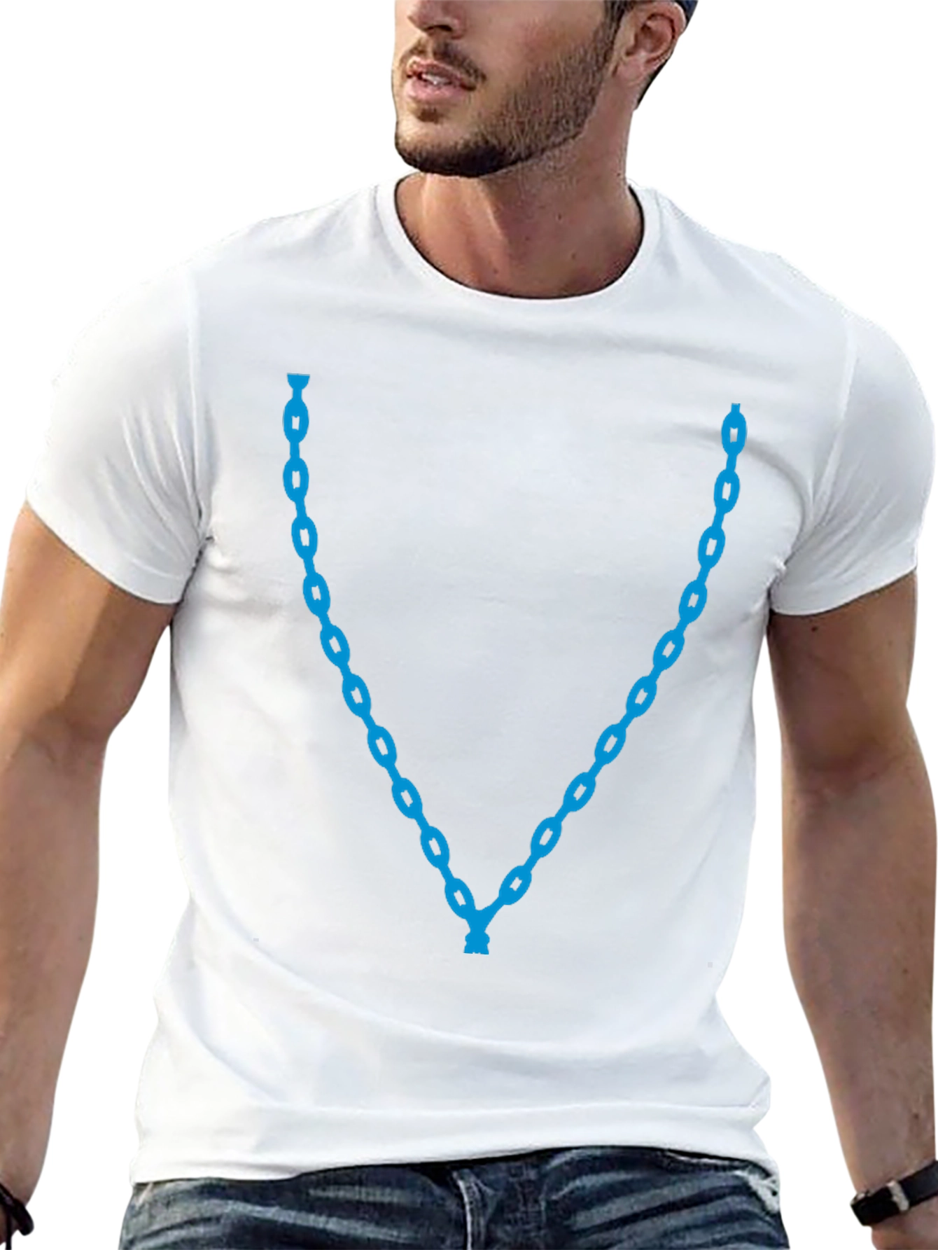 Blue Chain Graphic Tee - Stylish Casual Wear