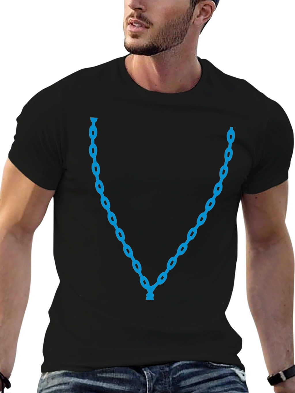 Blue Chain Graphic Tee - Stylish Casual Wear