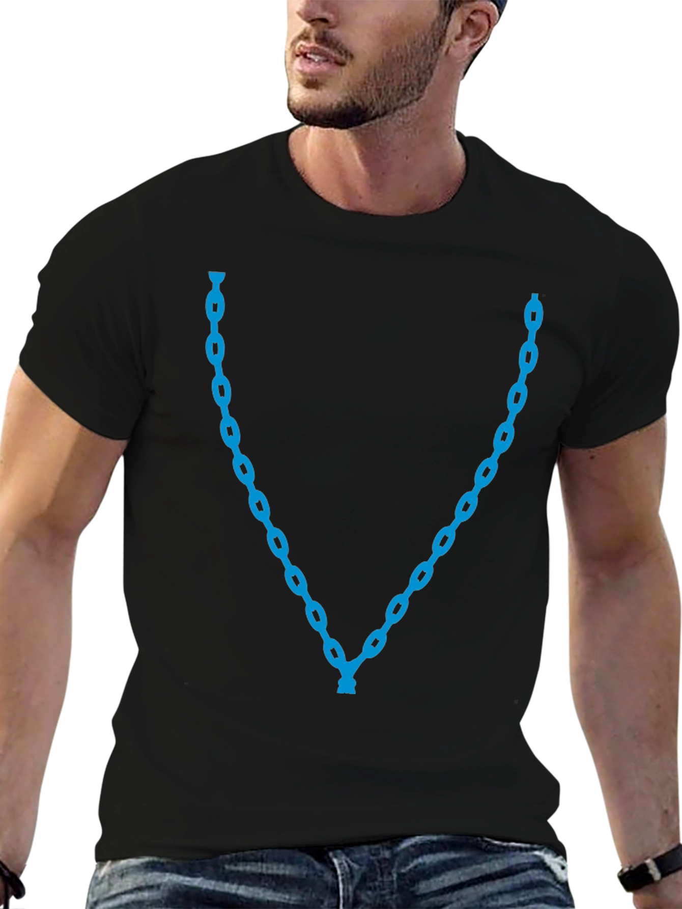 Blue Chain Graphic Tee - Stylish Casual Wear