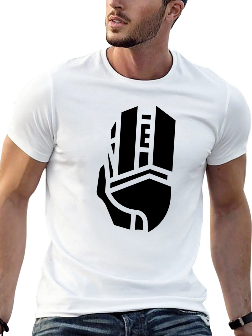 Geometric Skyscraper Graphic Tee - Modern Black T-Shirt