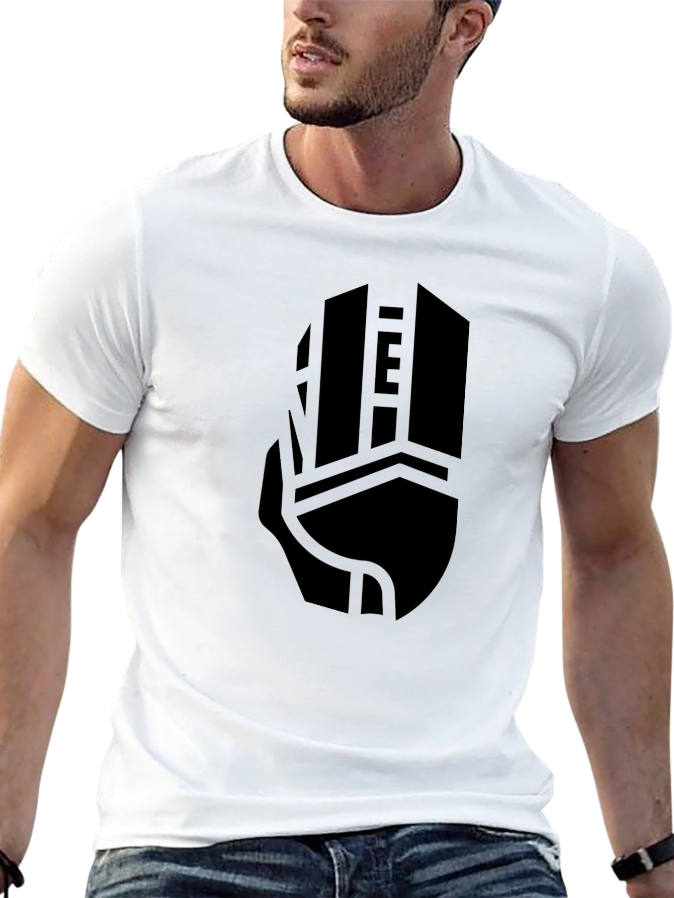 Geometric Skyscraper Graphic Tee - Modern Black T-Shirt