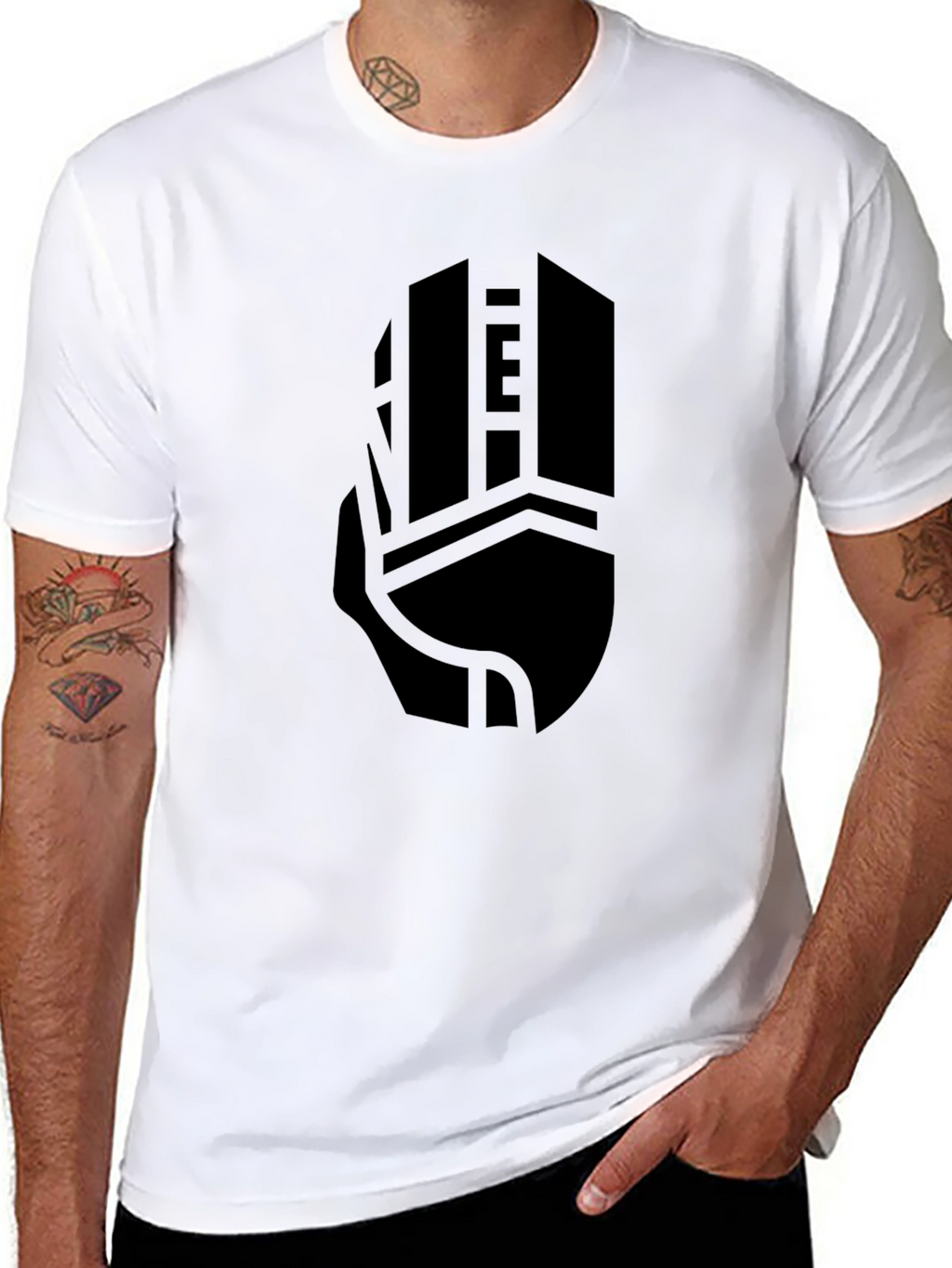 Geometric Skyscraper Graphic Tee - Modern Black T-Shirt