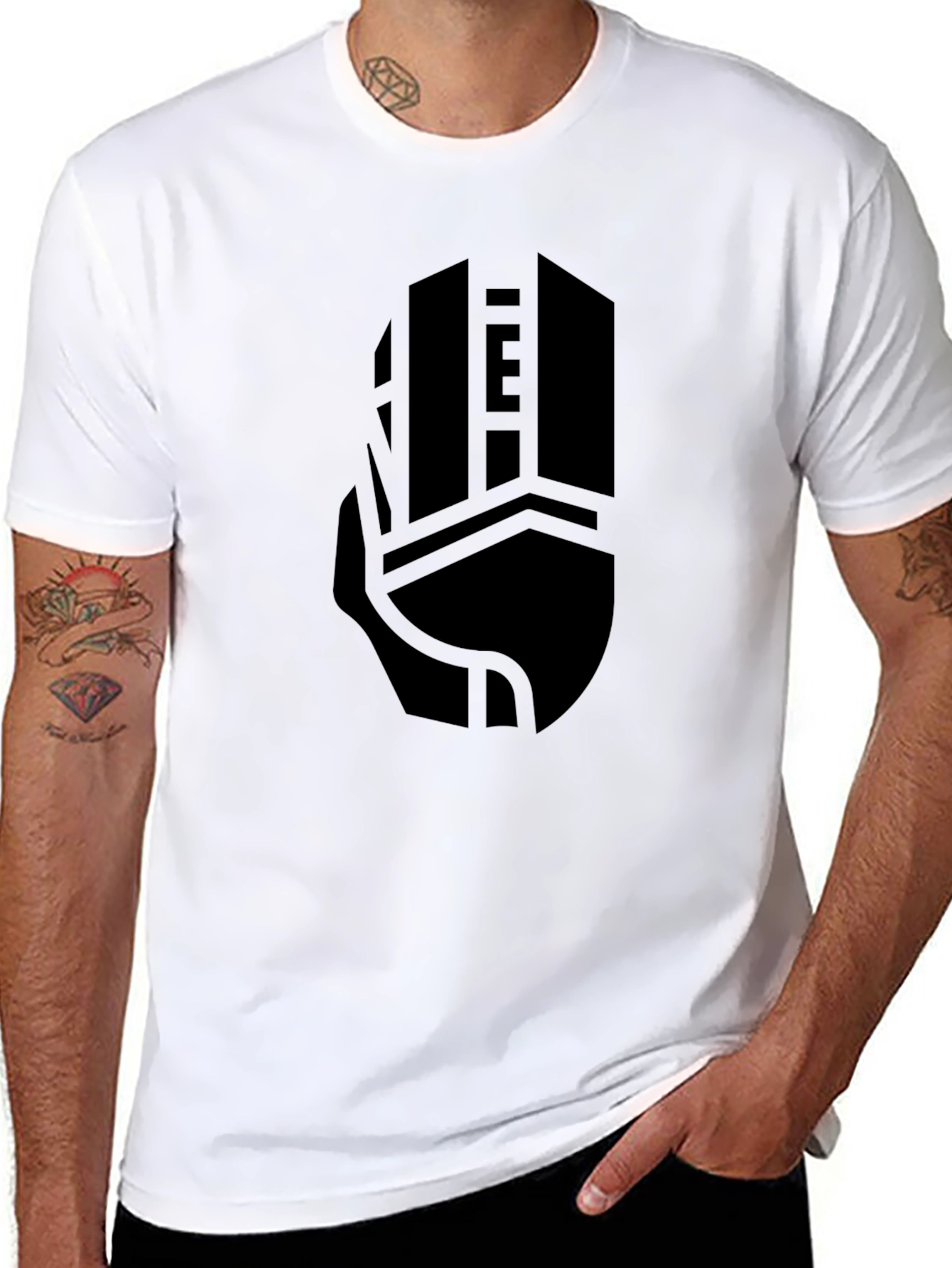 Geometric Skyscraper Graphic Tee - Modern Black T-Shirt