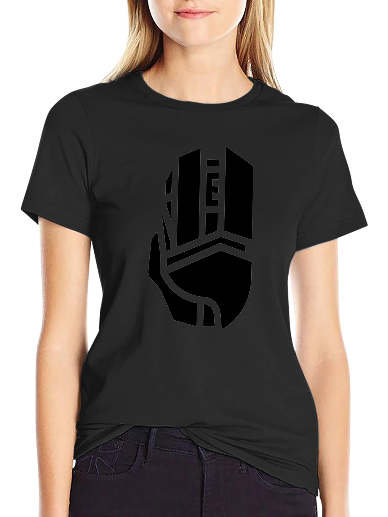 Geometric Skyscraper Graphic Tee - Modern Black T-Shirt