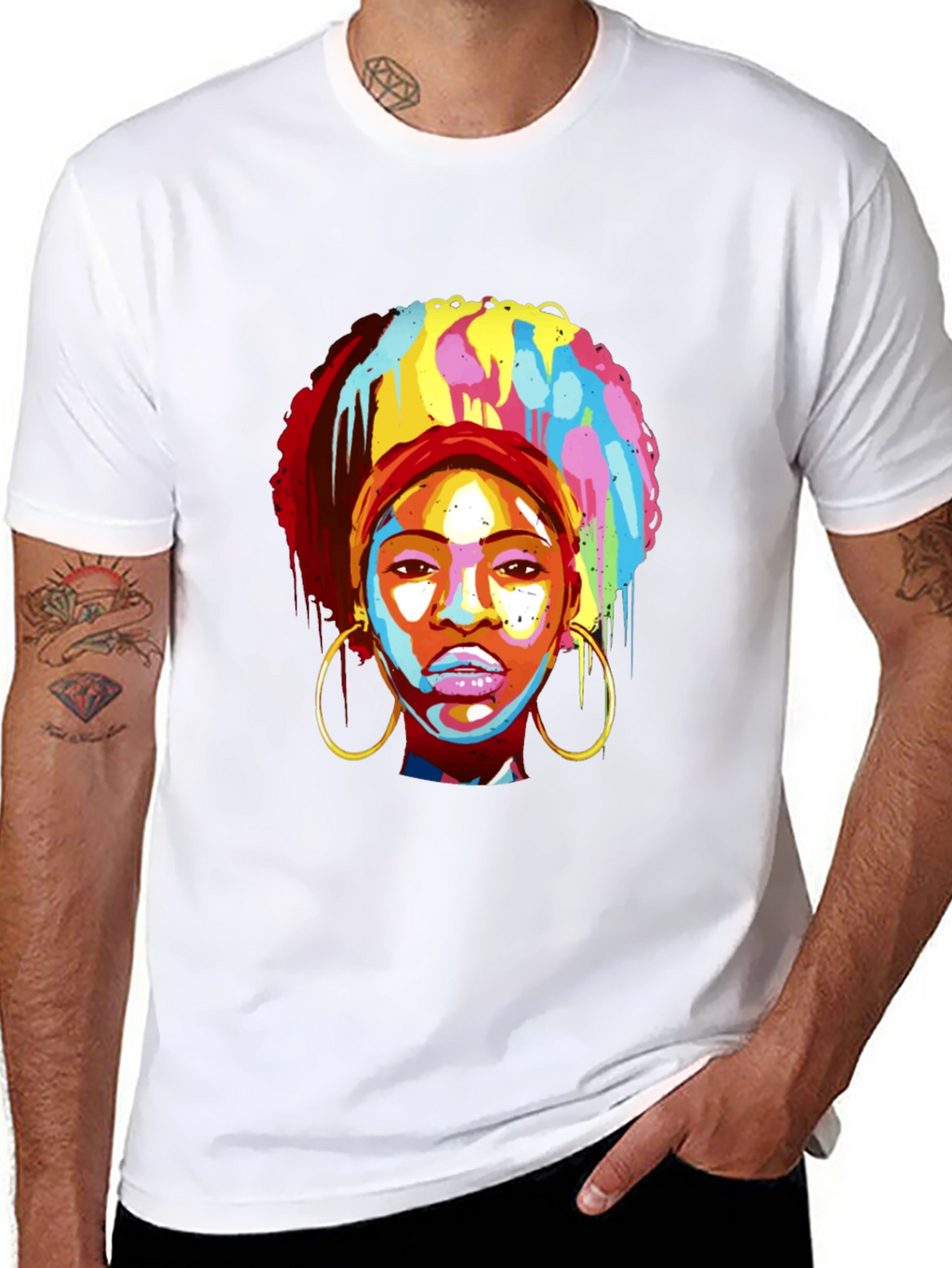 Afro Pop Art Tee - Vibrant Graphic Print