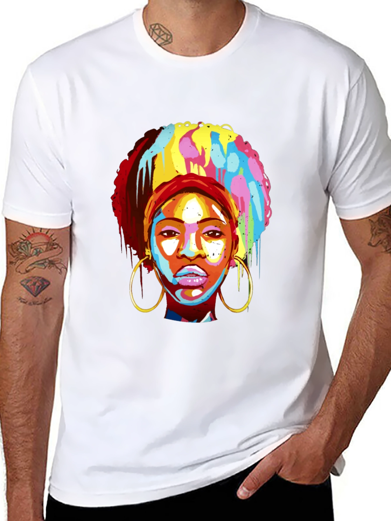 Afro Pop Art Tee - Vibrant Graphic Print