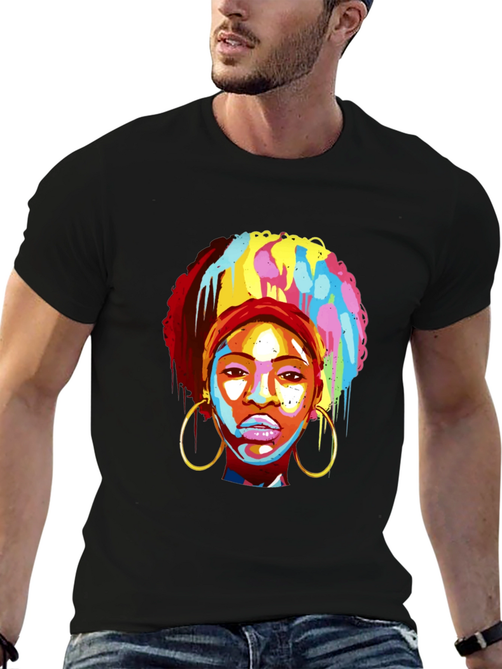 Afro Pop Art Tee - Vibrant Graphic Print