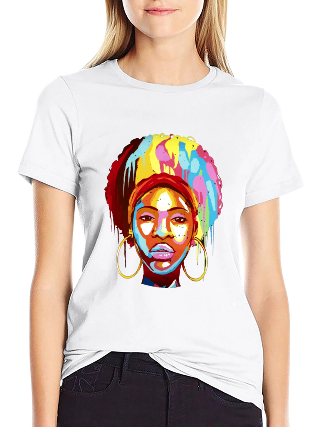 Afro Pop Art Tee - Vibrant Graphic Print