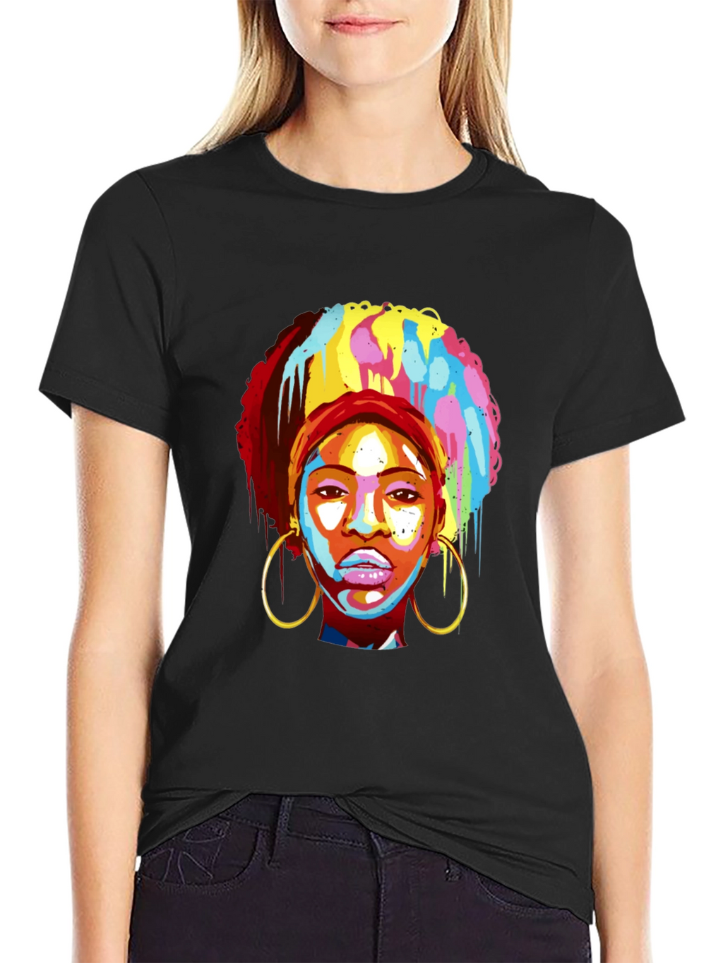 Afro Pop Art Tee - Vibrant Graphic Print