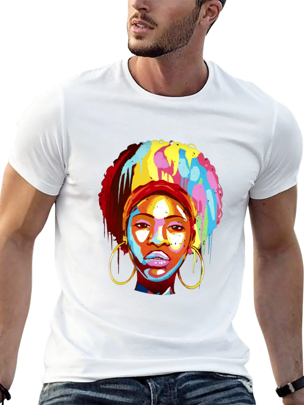 Afro Pop Art Tee - Vibrant Graphic Print