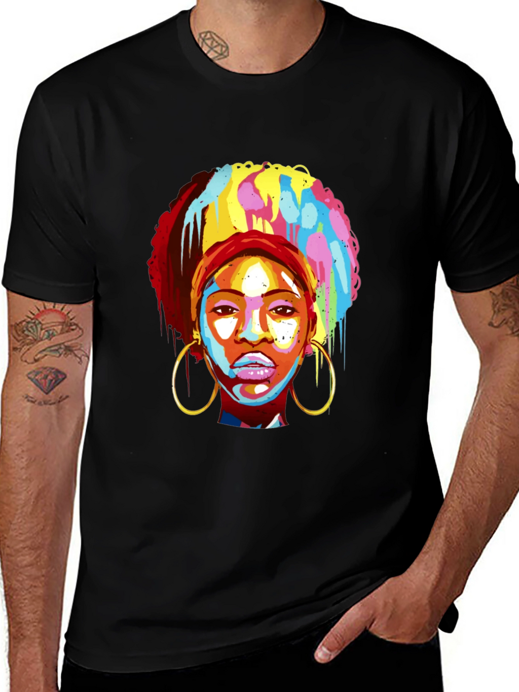 Afro Pop Art Tee - Vibrant Graphic Print
