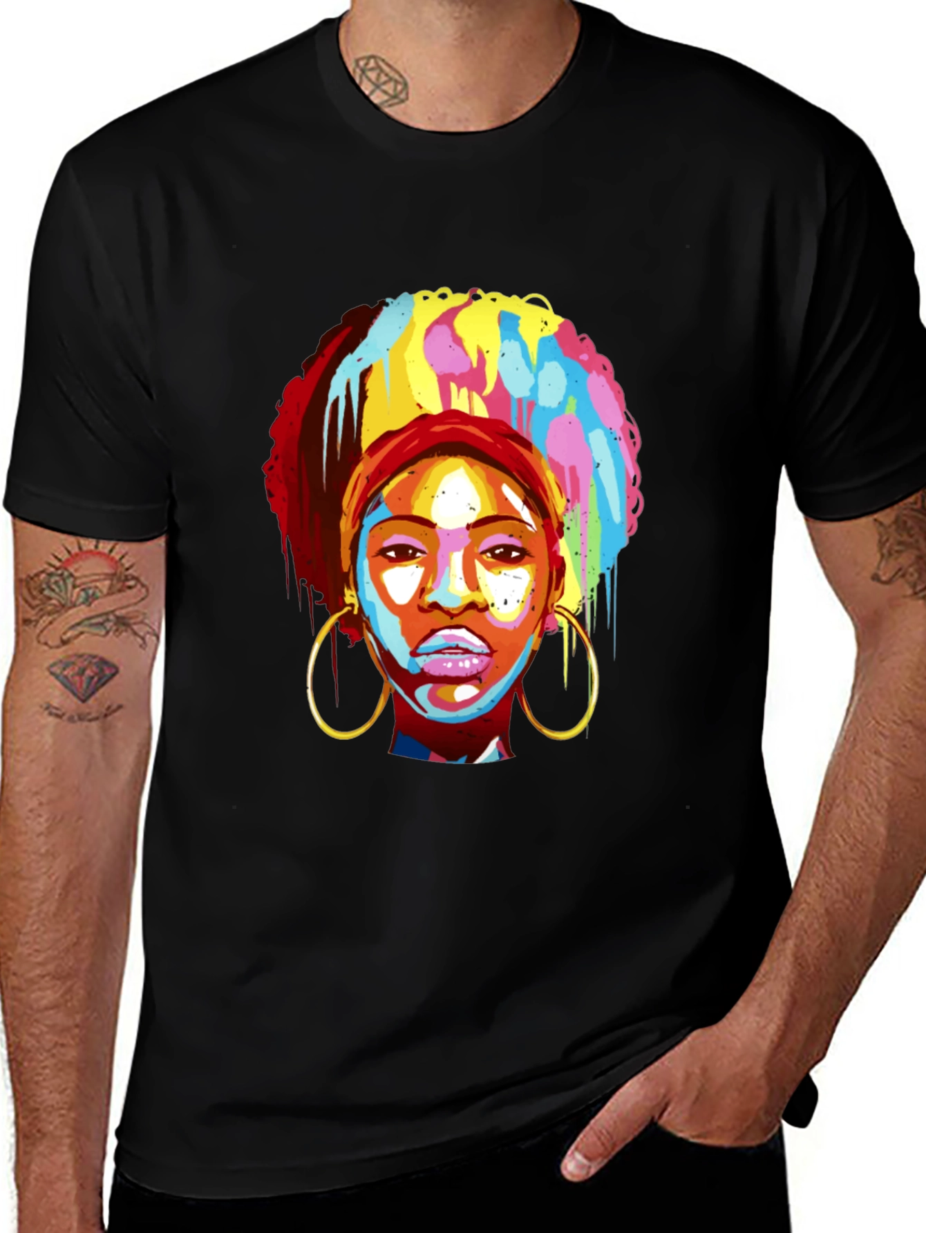 Afro Pop Art Tee - Vibrant Graphic Print