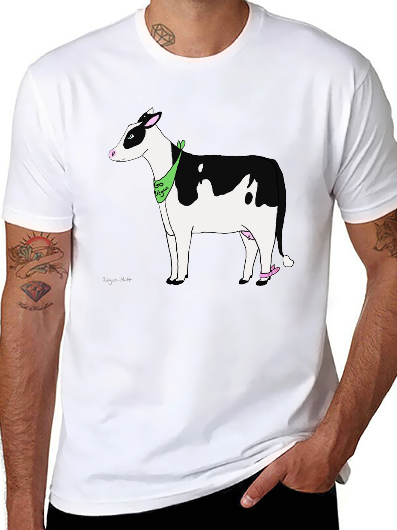 Vegan Cow Graphic T-Shirt - Black Cotton Tee