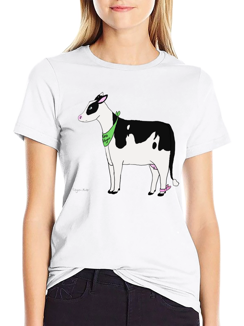 Vegan Cow Graphic T-Shirt - Black Cotton Tee