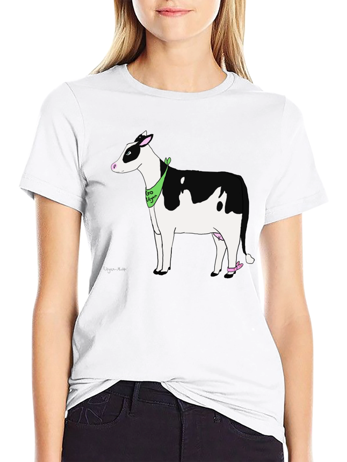 Vegan Cow Graphic T-Shirt - Black Cotton Tee