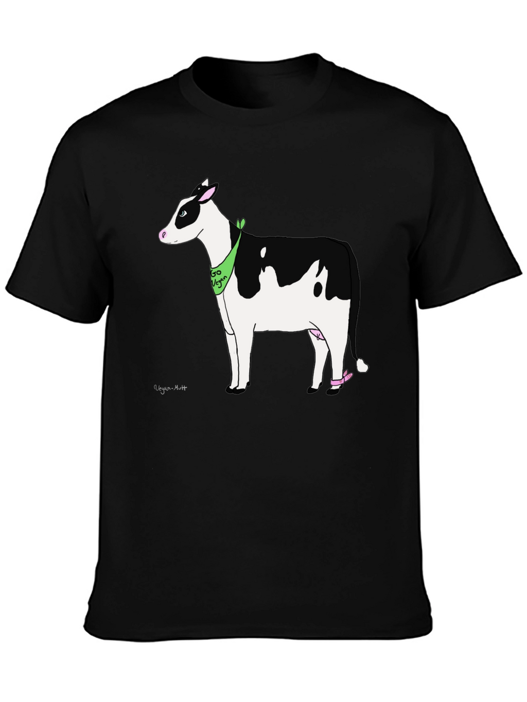 Vegan Cow Graphic T-Shirt - Black Cotton Tee