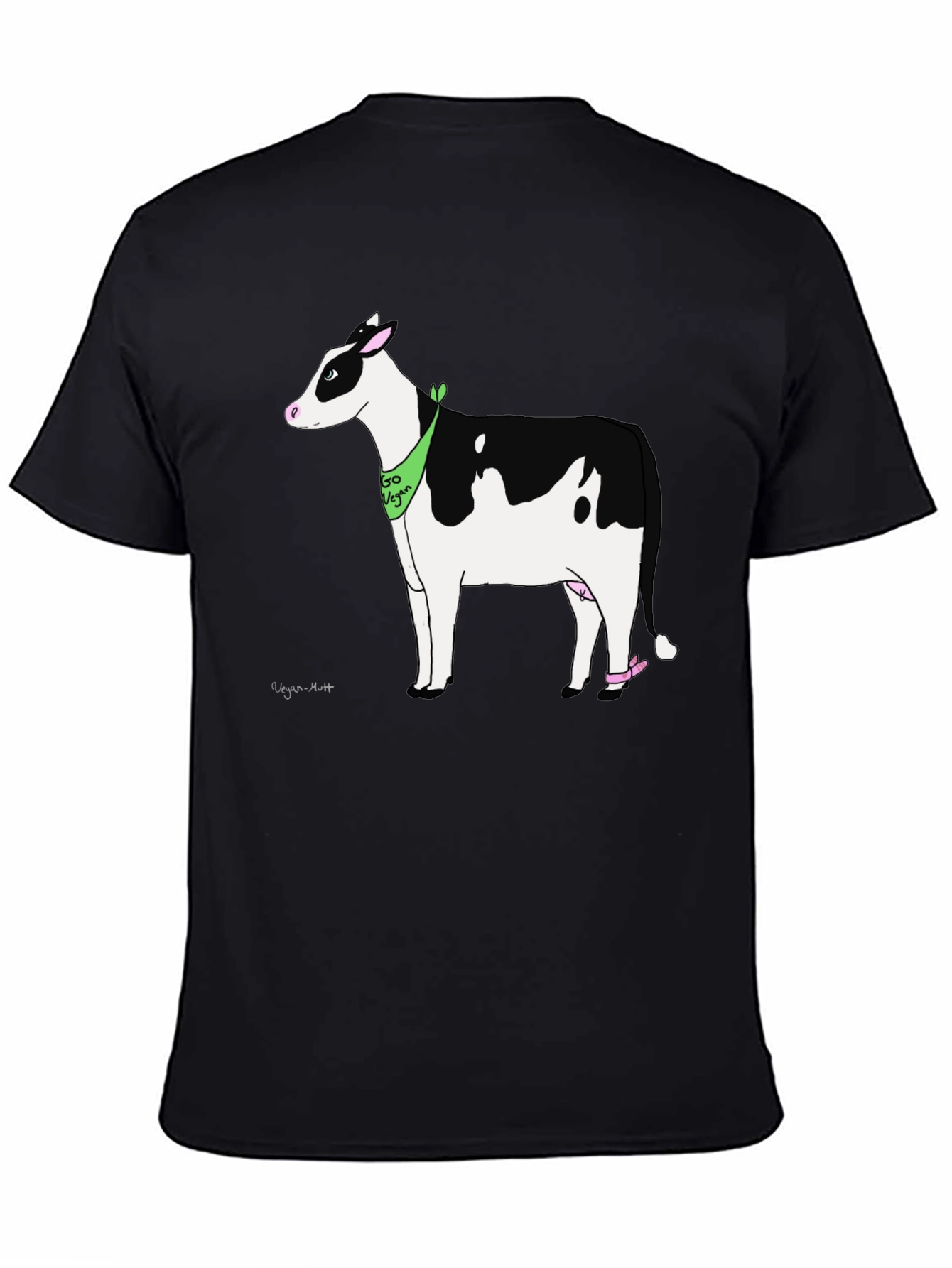 Vegan Cow Graphic T-Shirt - Black Cotton Tee