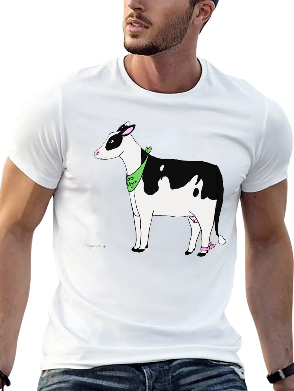 Vegan Cow Graphic T-Shirt - Black Cotton Tee