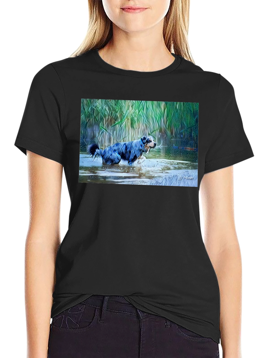 Dog in Water Graphic T-Shirt