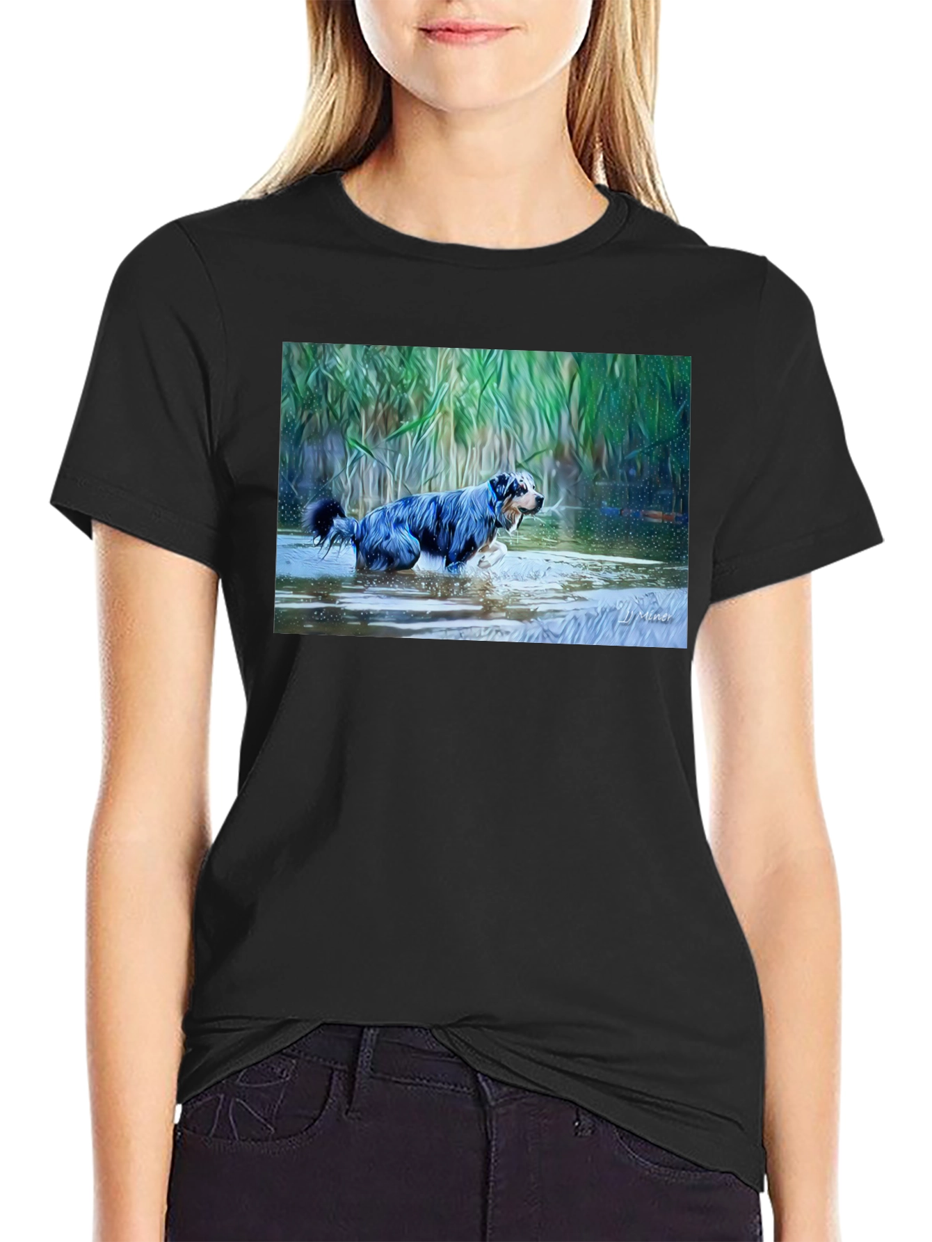 Dog in Water Graphic T-Shirt