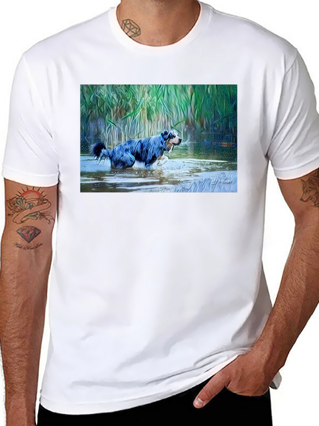 Dog in Water Graphic T-Shirt