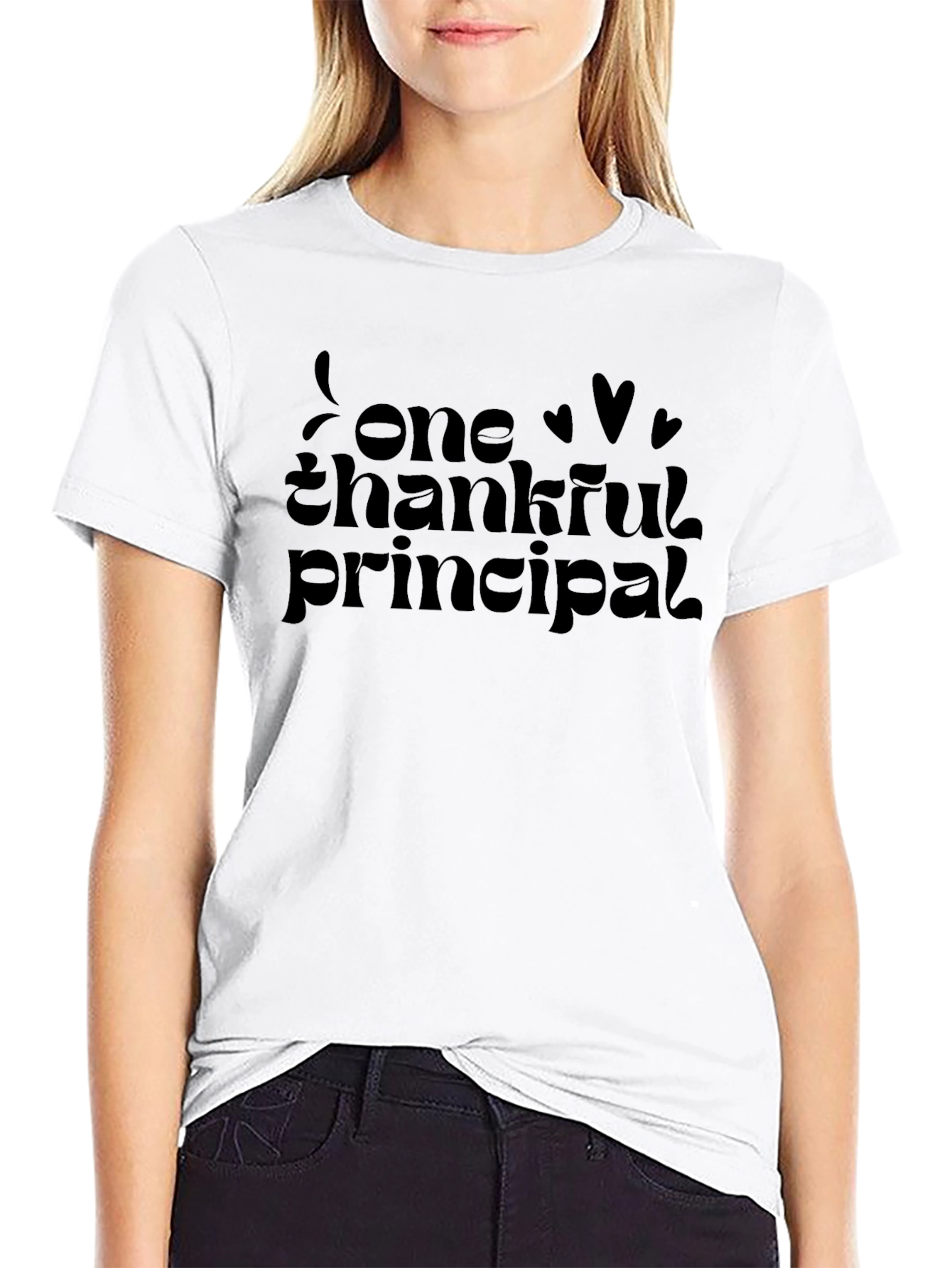 Thankful Principal T-Shirt - Black Crew Neck Tee