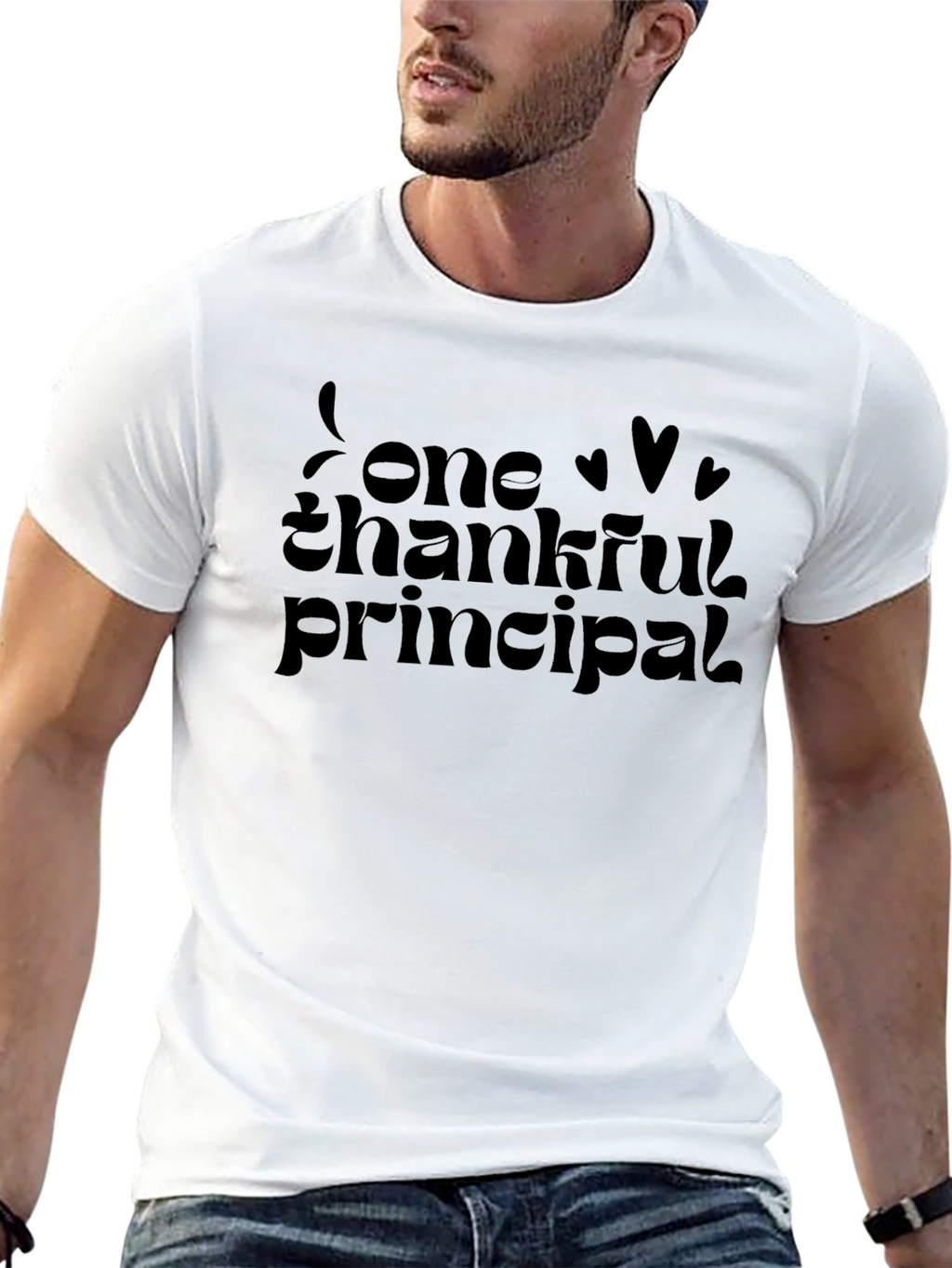 Thankful Principal T-Shirt - Black Crew Neck Tee