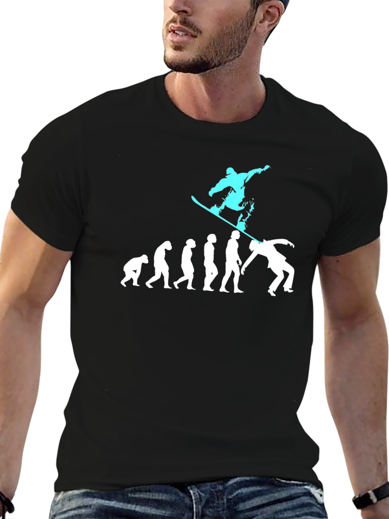 Snowboarding Evolution Graphic T-Shirt - Black