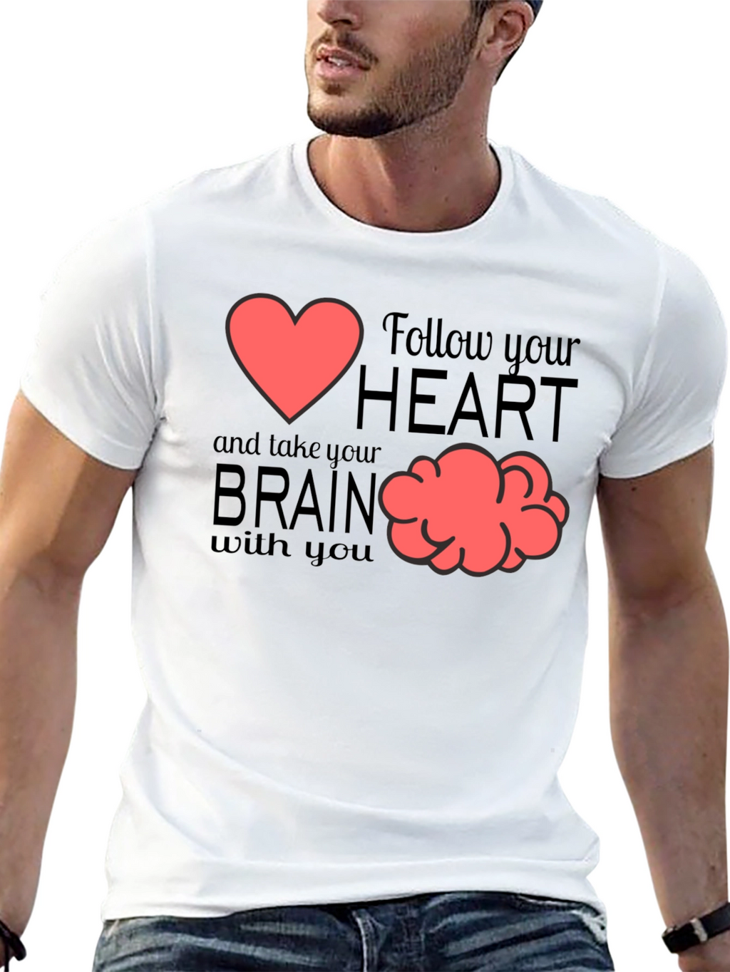Follow Your Heart Graphic T-Shirt - Brain Tee