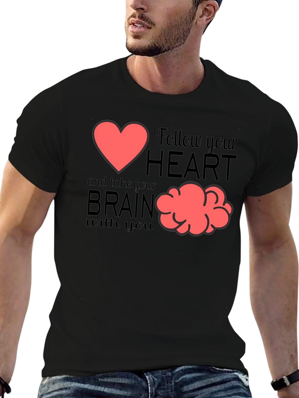 Follow Your Heart Graphic T-Shirt - Brain Tee