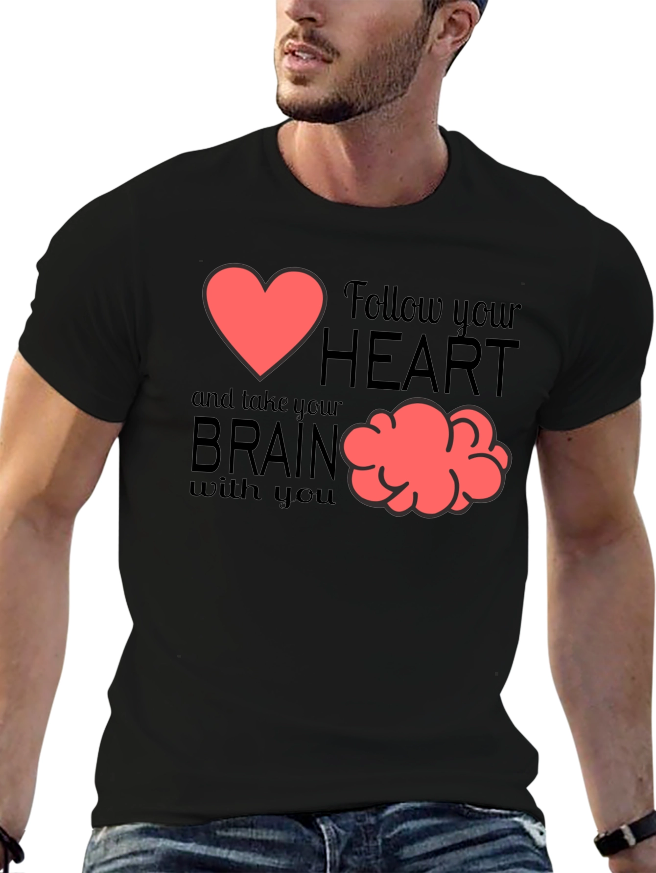 Follow Your Heart Graphic T-Shirt - Brain Tee
