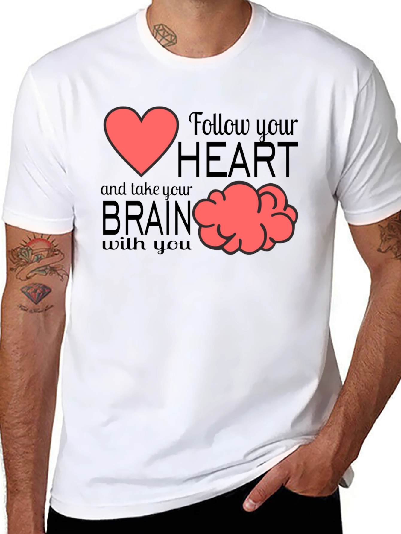 Follow Your Heart Graphic T-Shirt - Brain Tee