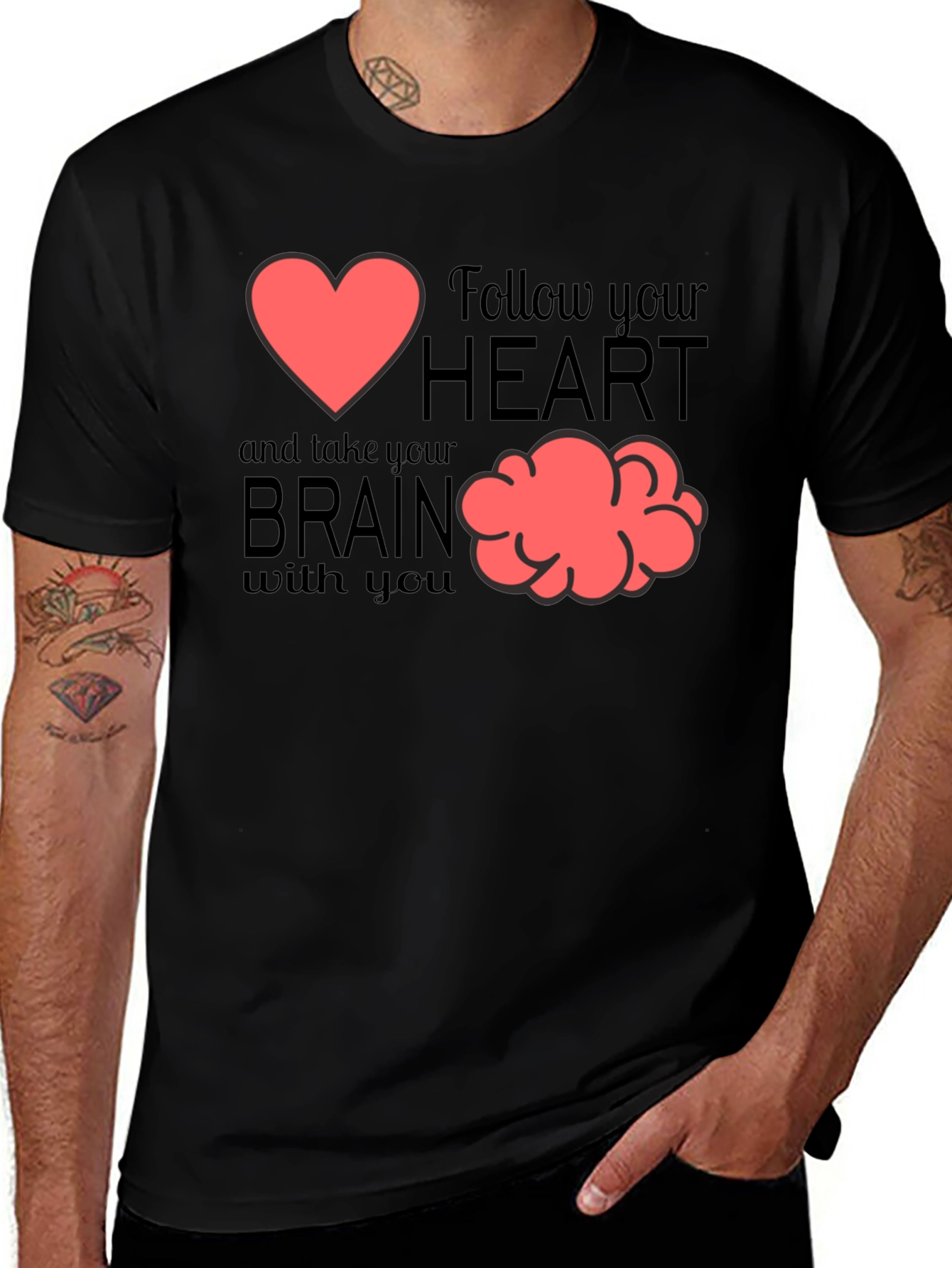 Follow Your Heart Graphic T-Shirt - Brain Tee