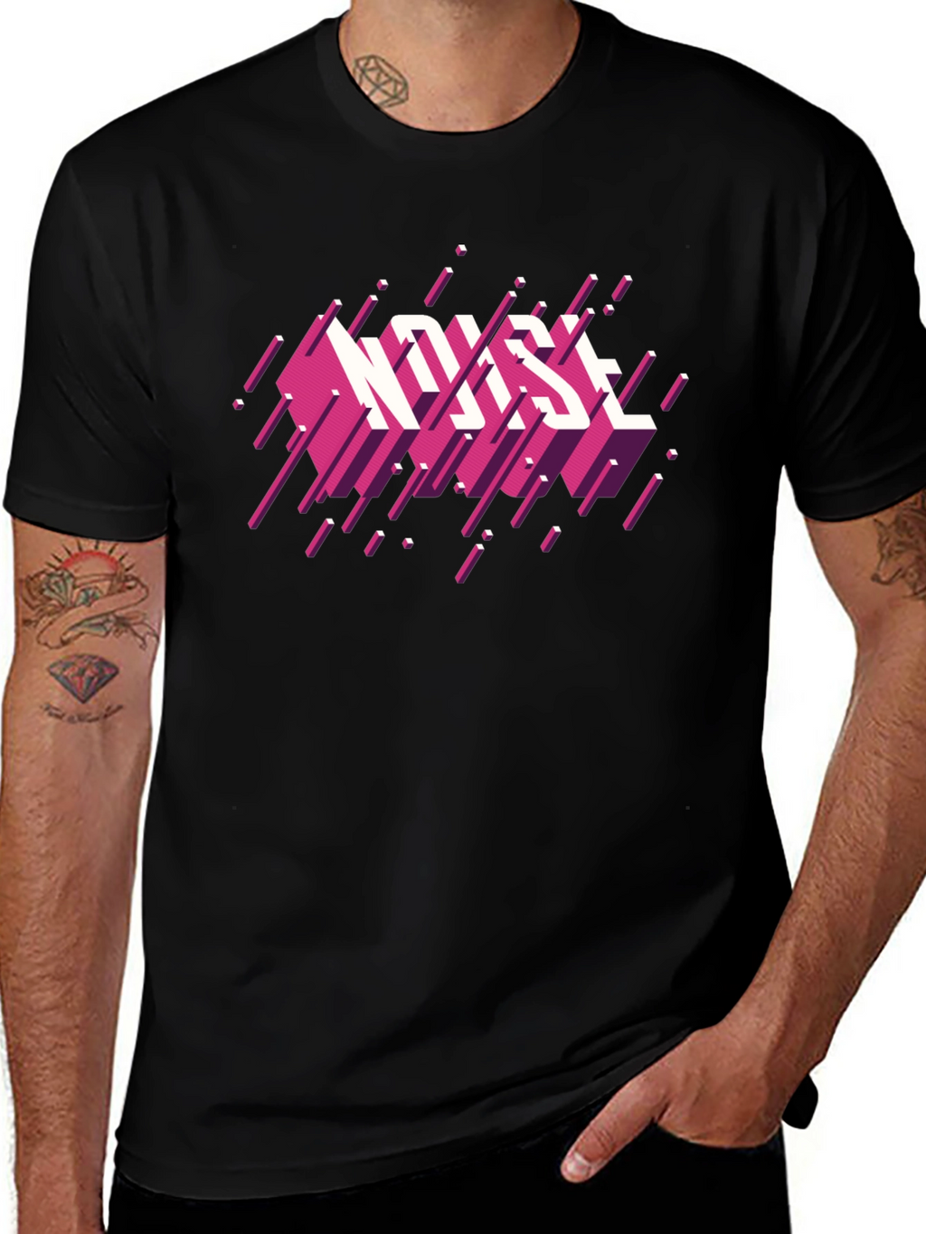 Retro Noise Graphic Black T-Shirt