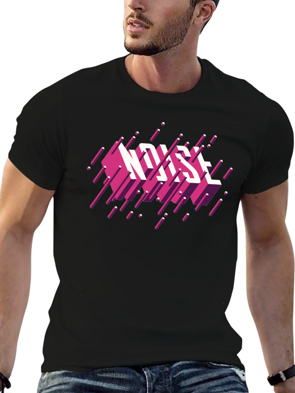 Retro Noise Graphic Black T-Shirt
