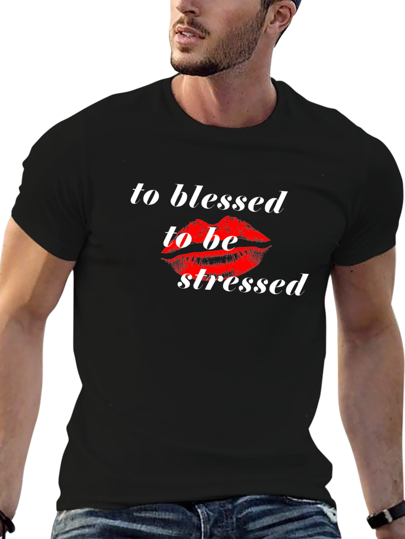 Blessed T-Shirt - Red Lips Graphic Tee