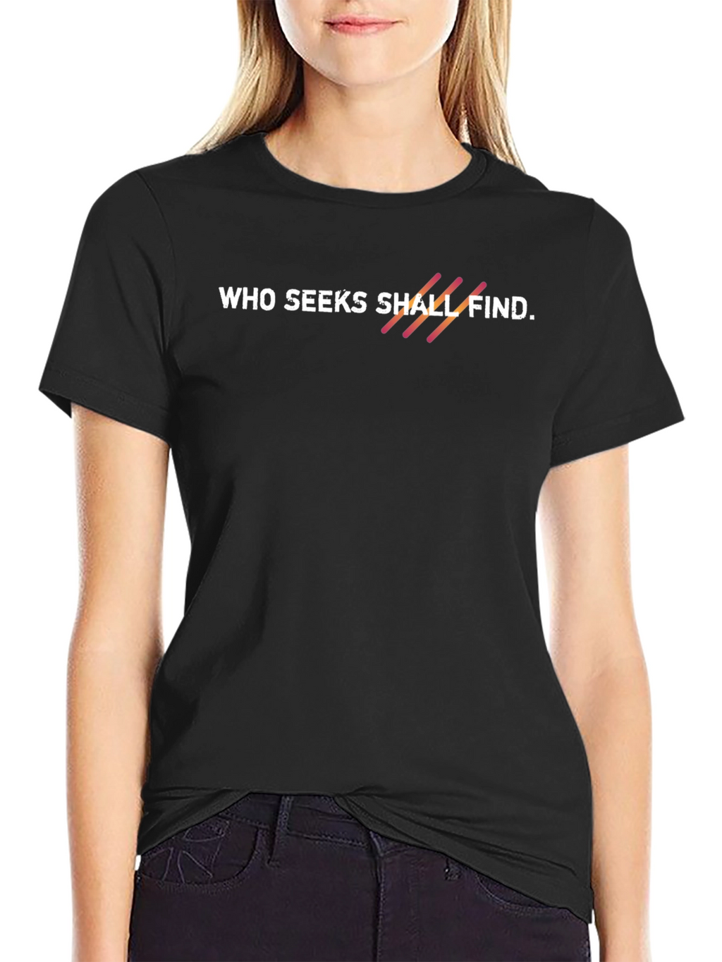 Who Seeks Shall Find Black Graphic Tee