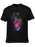 Cyberpunk Heart Graphic Black T-Shirt