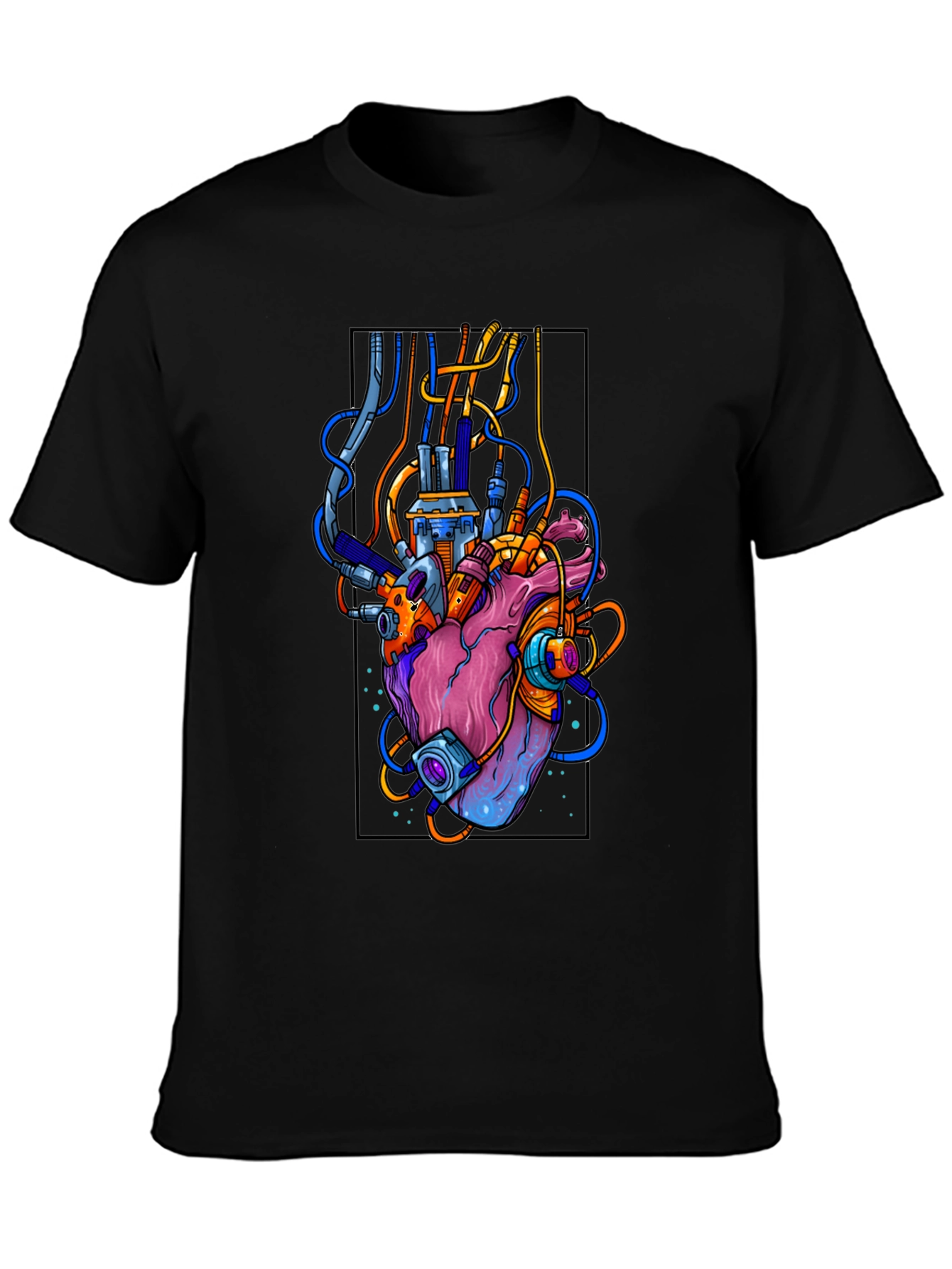 Cyberpunk Heart Graphic Black T-Shirt