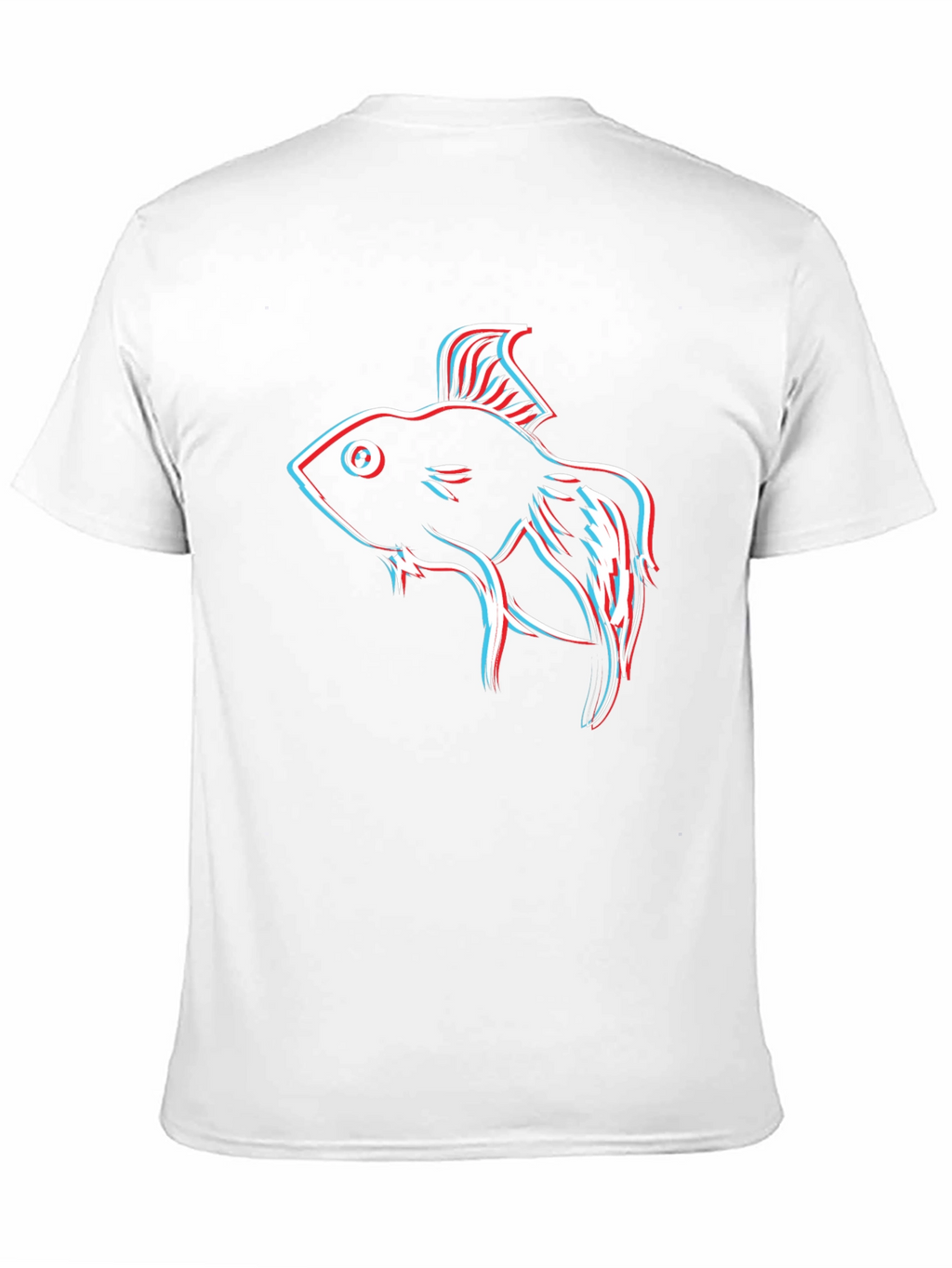 Retro 3D Fish Graphic Black T-Shirt