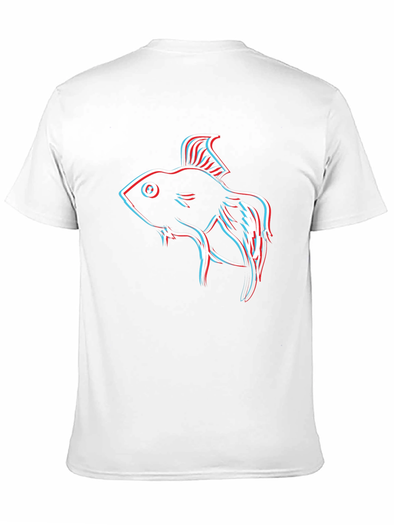 Retro 3D Fish Graphic Black T-Shirt