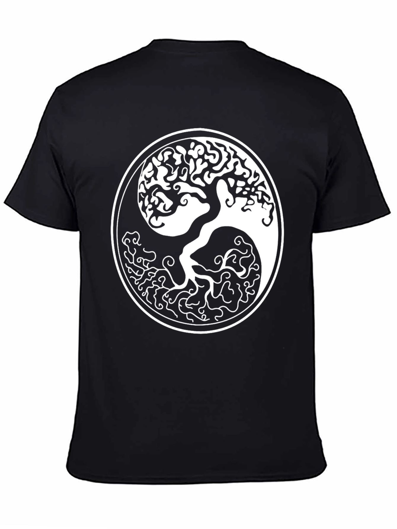 Yin Yang Tree Graphic T-Shirt - Stylish Black Tee